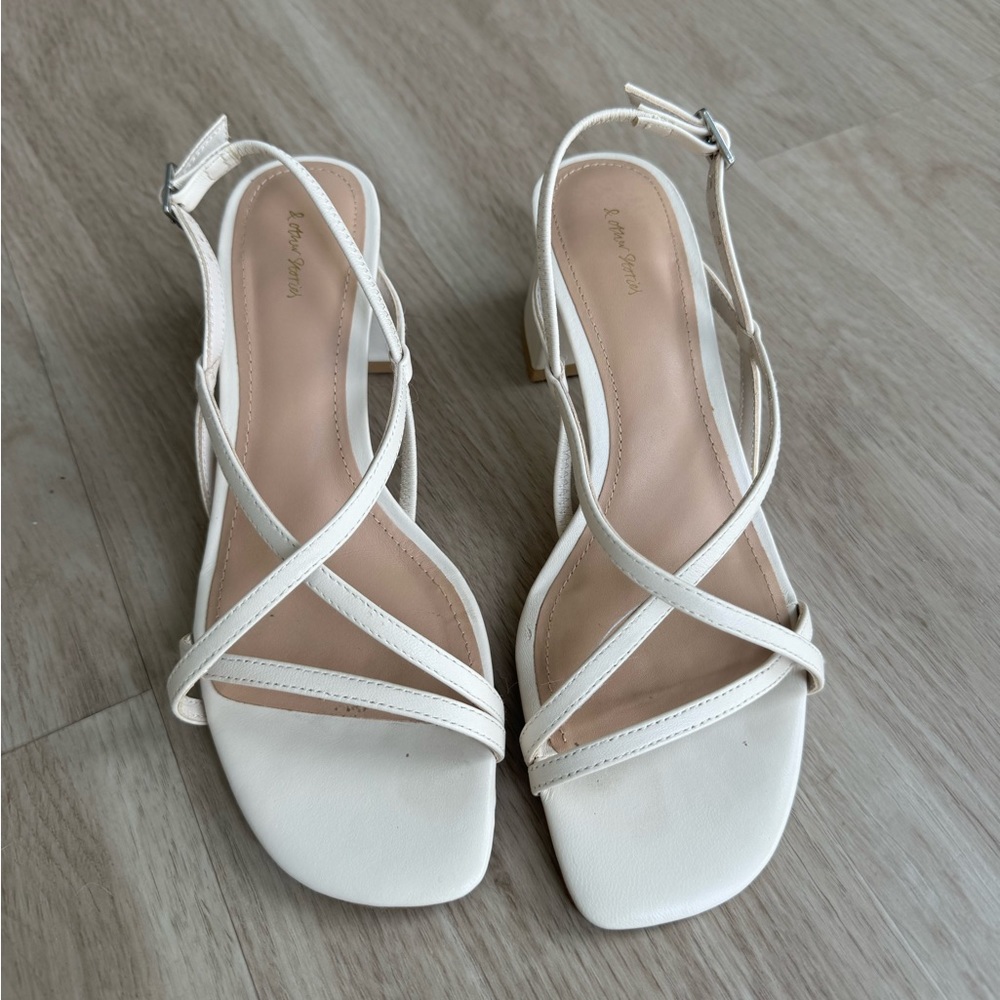 & Other Stories Block Heel Sandals - Cream/Beige